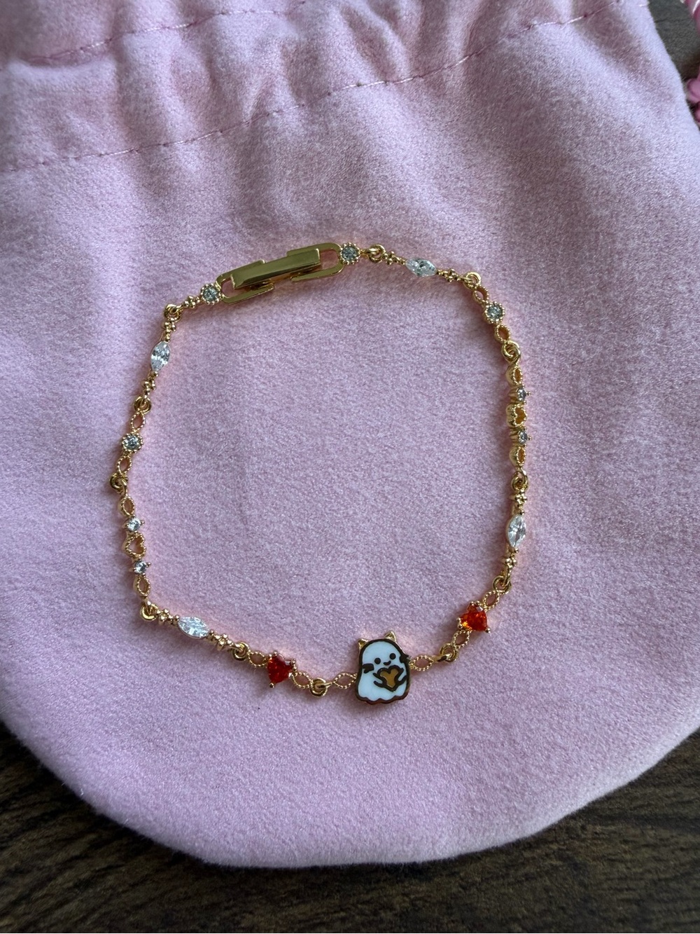 NEW Girls Crew Gold Cat Ghost Bracelet